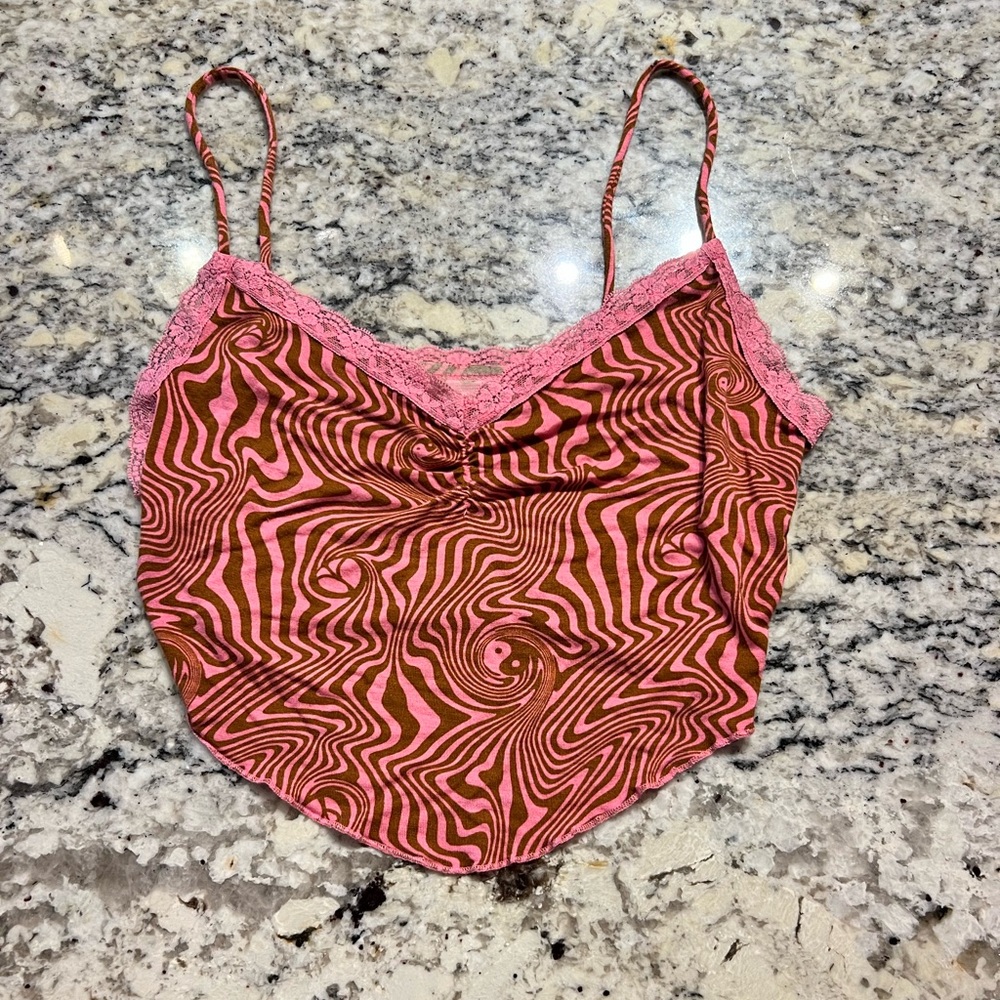 Pacsun Pink and Brown Tank Top